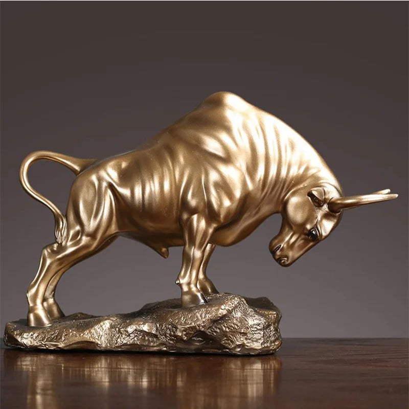 Afralia™ Bull Sculpture: Feng Shui Cattle Figurine for Office & Home Decor