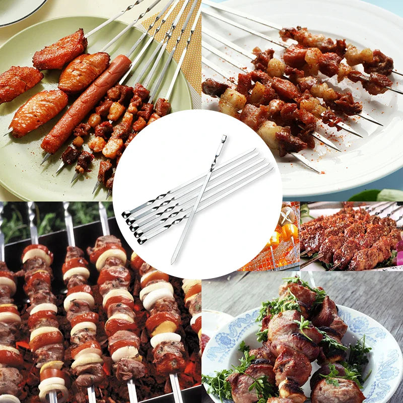 Afralia™ Stainless Steel BBQ Skewers Set for Outdoor Picnic and Churrasqueira