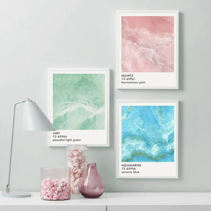 Afralia™ Marble Texture Minimalism Pantone Color Wall Art Canvas Painting