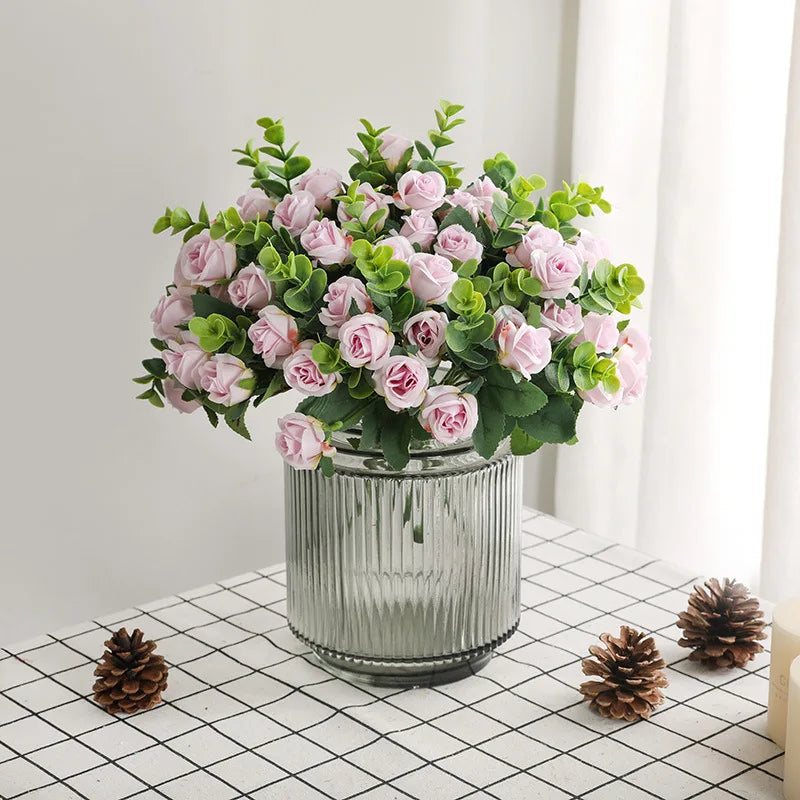 Afralia™ 5-Fork 11 Roses Bouquet for Home Decor – Small Fresh Korean Style Simulation