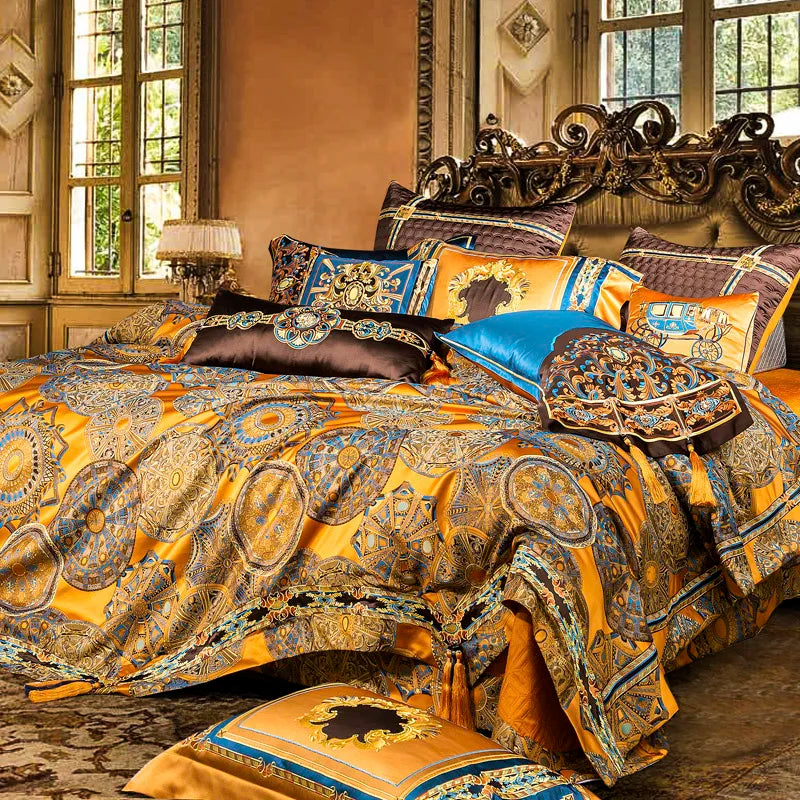 Afralia™ European Brocade Bedding Set with Jacquard Embroidery, Egyptian Cotton Material