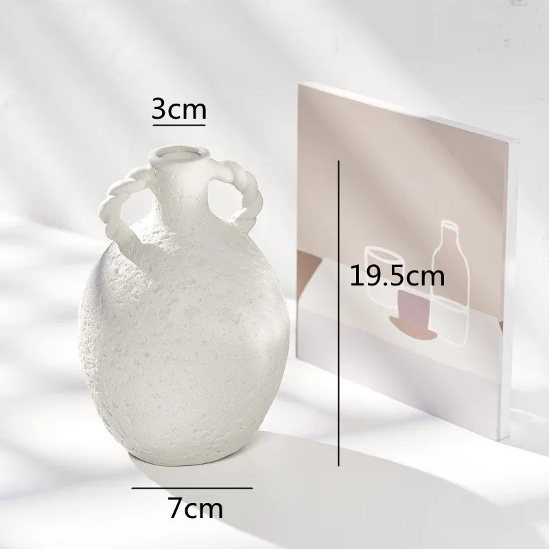 Afralia™ Stoneware Ceramic Vase with Handle - Vintage Flower Arrangement Decor Ornament