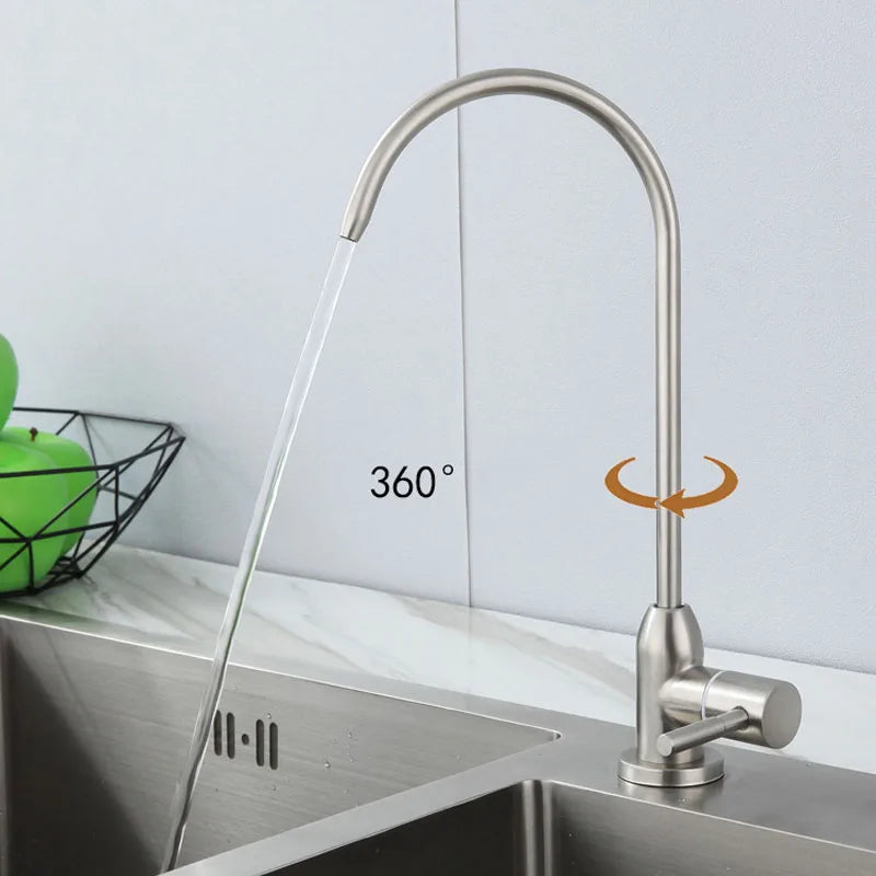 Afralia™ Matte Black Kitchen Faucet 360° Rotation Cold Water Filter Sink Mixer Tap