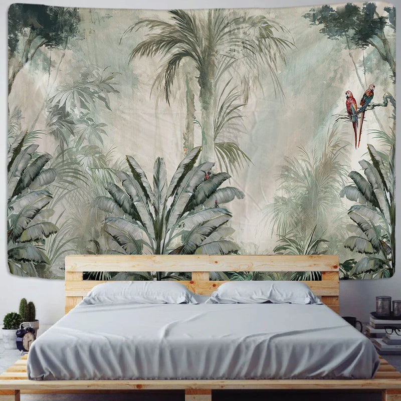 Tropical Plant Printed Tapestry Wall Hanging for Home Décor by Afralia™