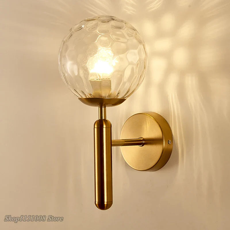 Afralia™ Nordic Glass Ball LED Wall Lamp for Bedroom, Bathroom, Stair, Aisle Lighting Fixtures