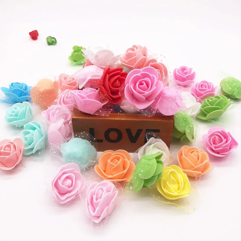 Afralia™ Handmade Foam Rose Flower Heads | 100Pcs Wedding Craft Decoration