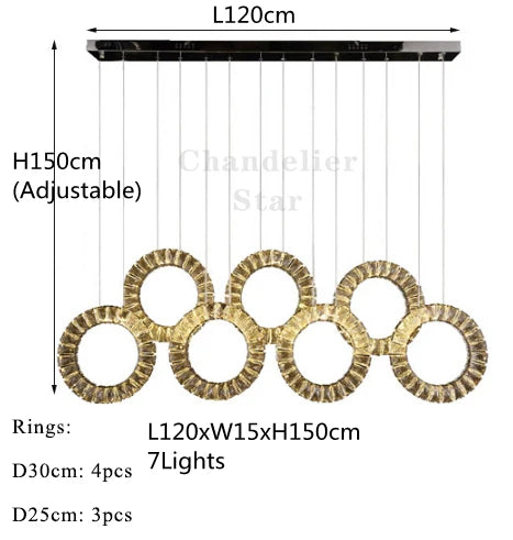 Afralia™ LED Crystal Chandelier Stainless Steel Pendant Light for Living Room