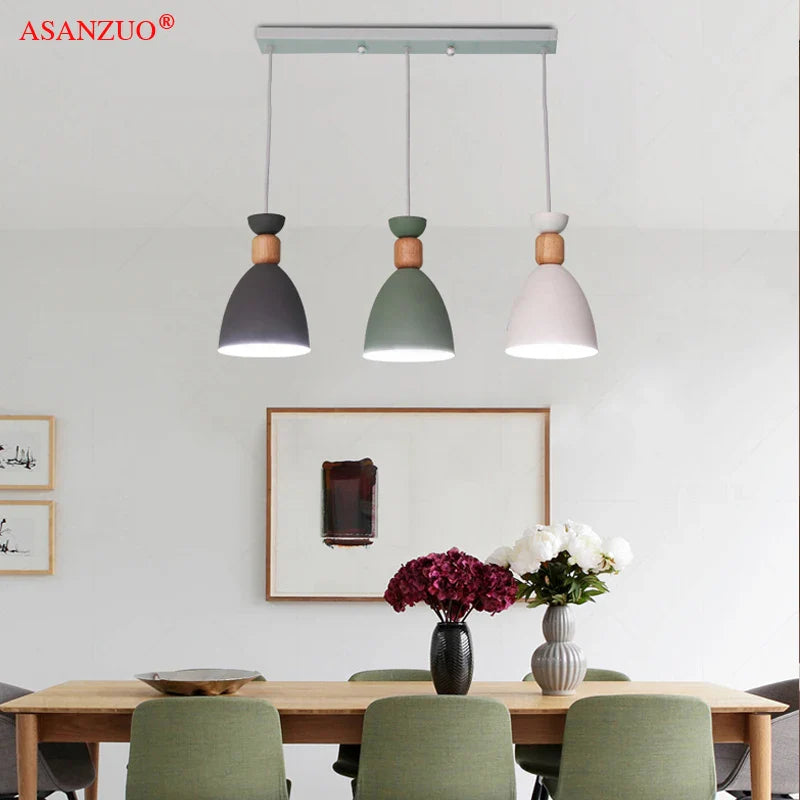 Afralia™ Wood&Iron LED Pendant Lamp for Modern Kitchen Island and Home Decor