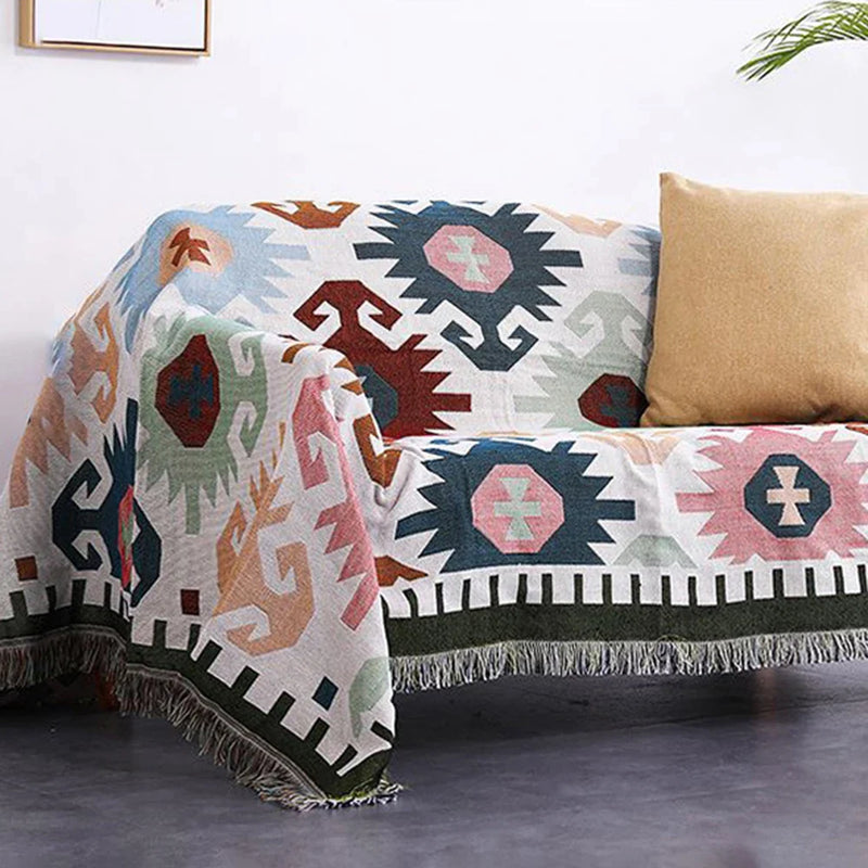 Afralia™ Geometric Tassel Sofa Cover - Bohemian Style Blanket Dust Cover