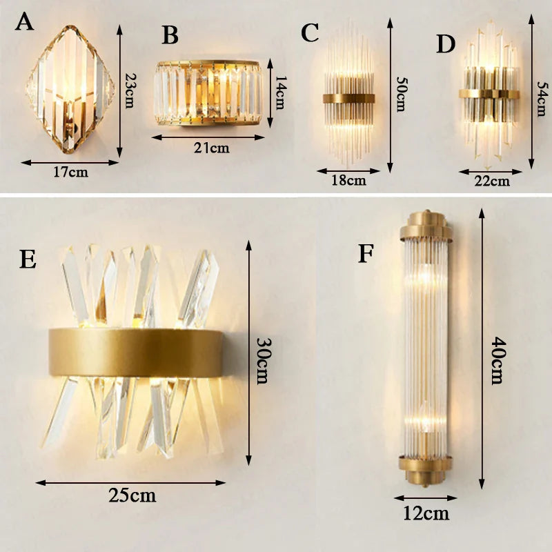 Afralia™ Nordic Crystal Wall Lamp for Living Room Bedroom Decor