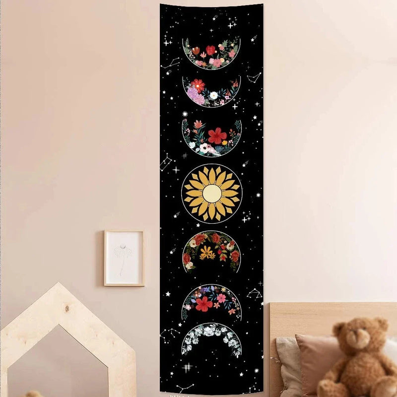 Afralia™ Moon Phase Tapestry: Bohemian Black and White Wall Hanging