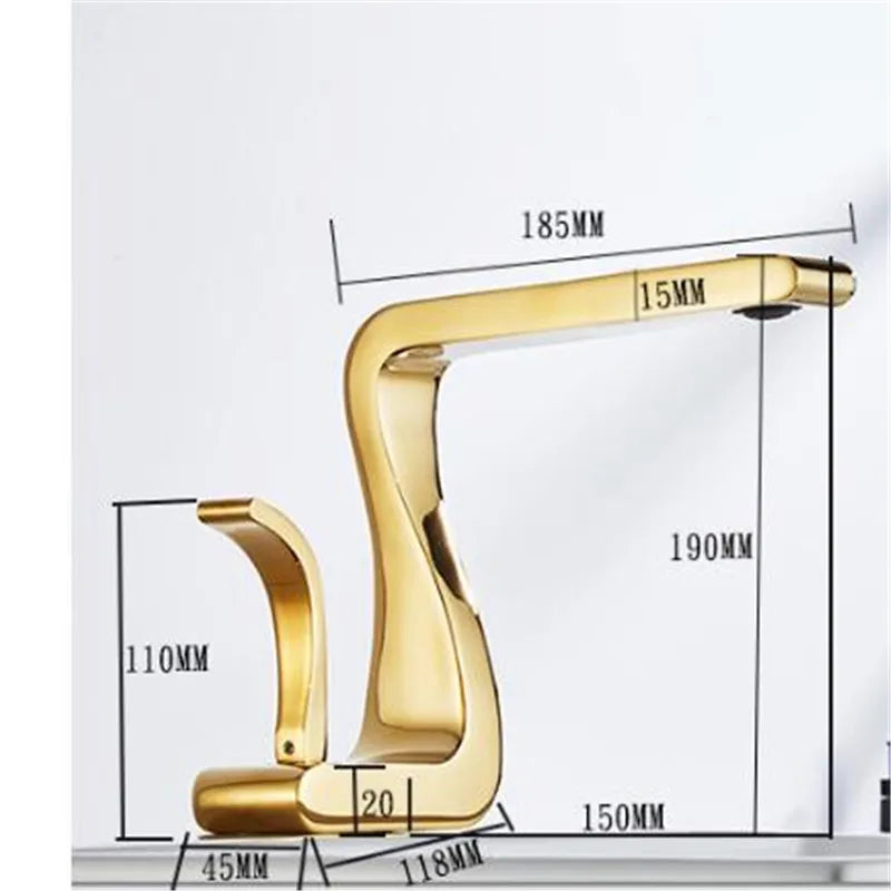Afralia™ Gold & White Basin Faucet: Modern Brass Mixer Tap for Bathroom Sink