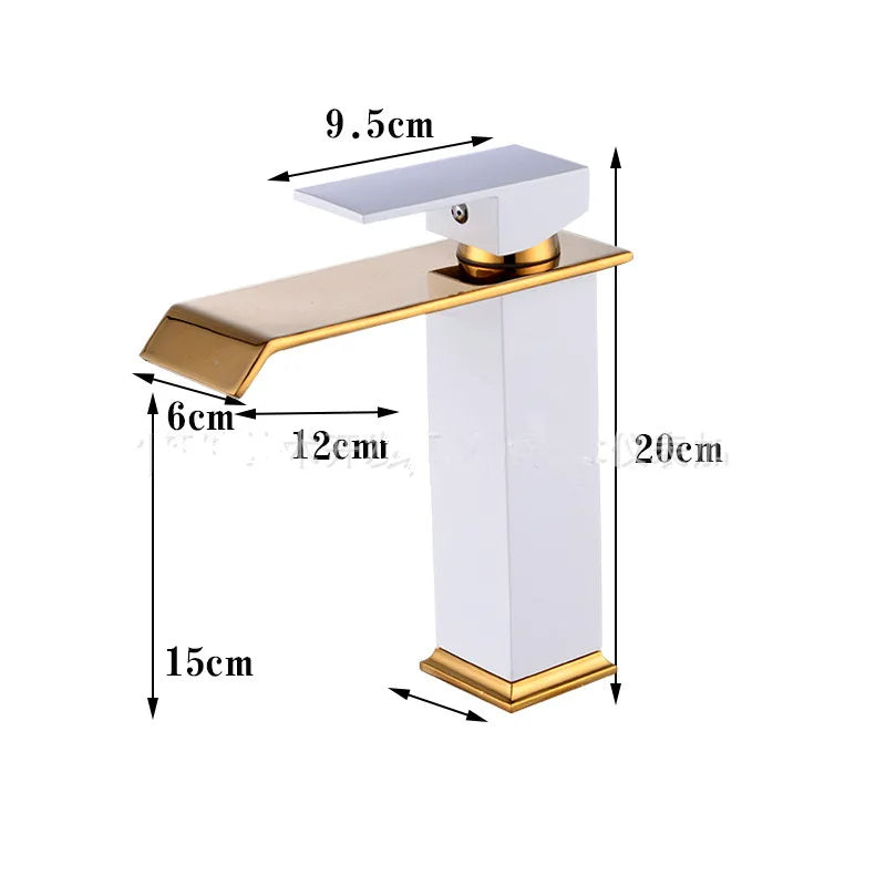 Afralia™ Waterfall Bathroom Faucet Single Handle Basin Mixer Tap Gold Antique Brass Sink