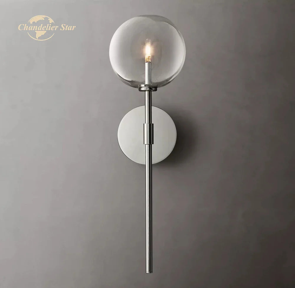 Afralia™ LED Glass Globe Wall Sconce Modern Indoor Light Fixture Decoration Bedroom Living Room