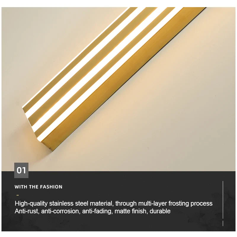 Afralia™ Long Strip LED Wall Lamp Stainless Steel Outdoor Sconce Light for Garden & Porch