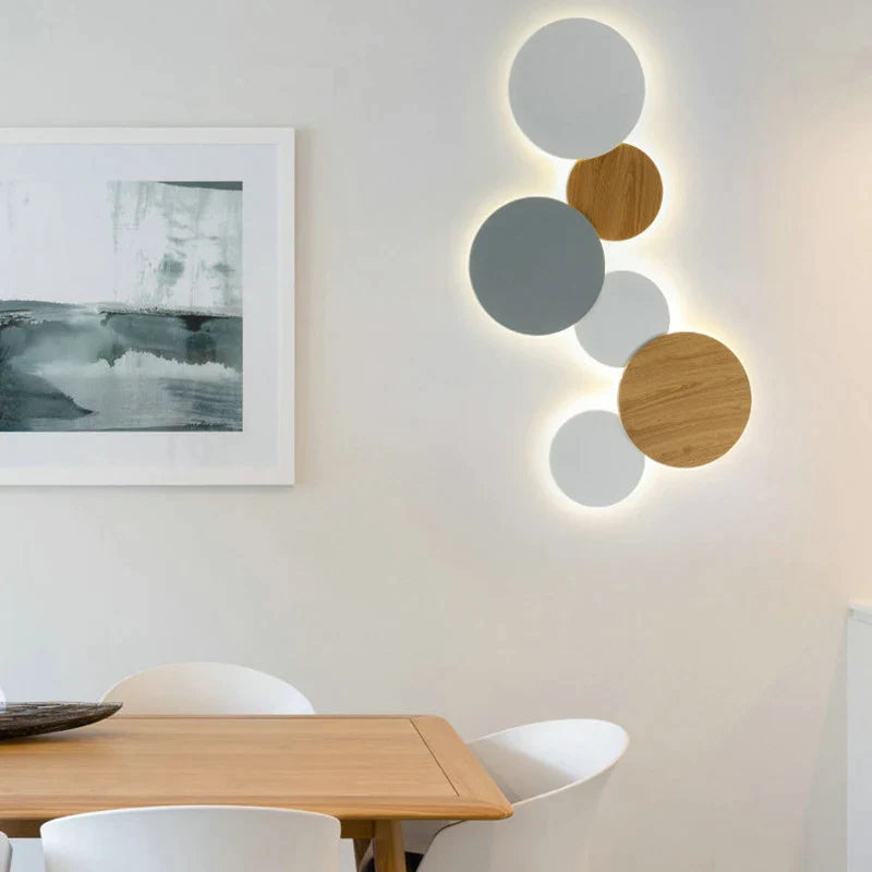 Afralia™ Modern Moon LED Wall Lamp: Dimmable Round Metal Light for Indoor Staircase and Bedside.