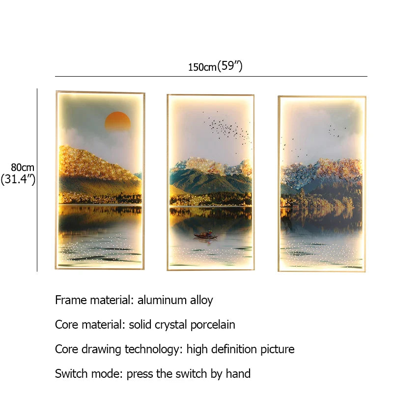 Afralia™ Landscape Painting LED Wall Sconces Suite