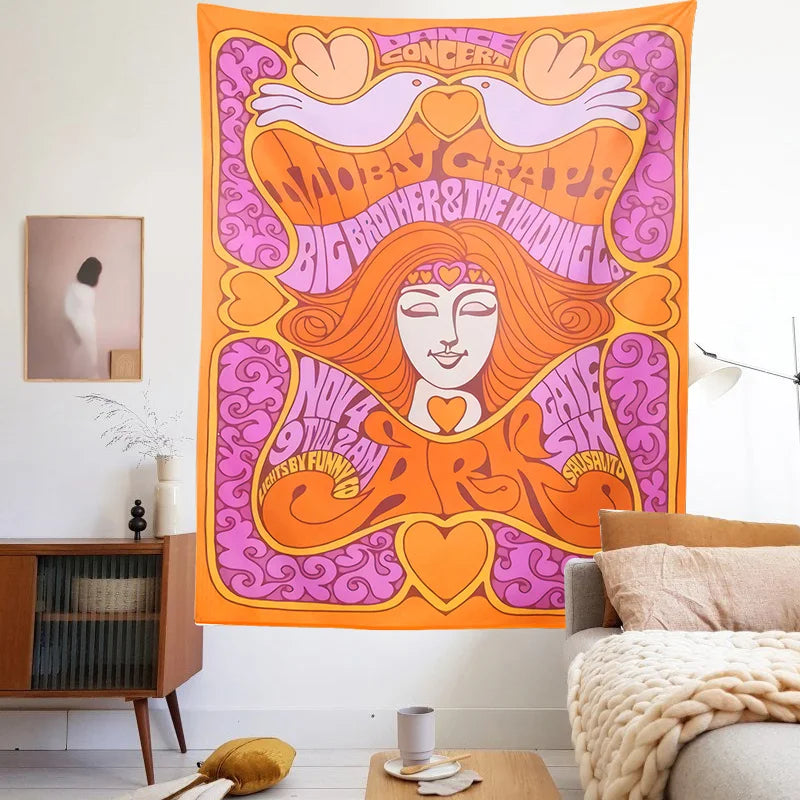 Afralia™ Retro Psychedelic Hippie Tapestry for Aesthetic Home Decor