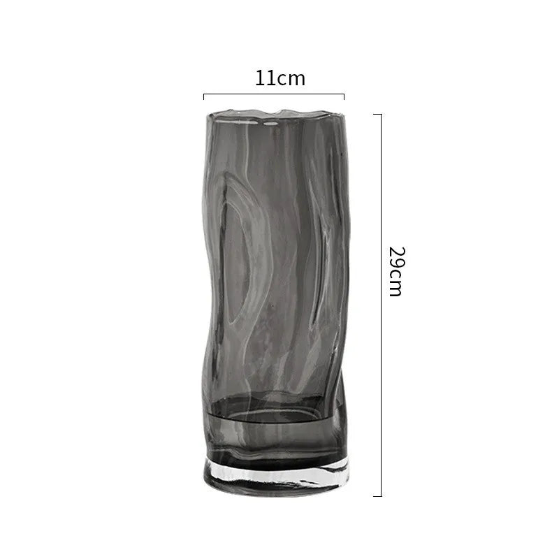 Afralia™ Fold Lines Glass Vase for Hydroponic Flower Arrangement and Home Decoration