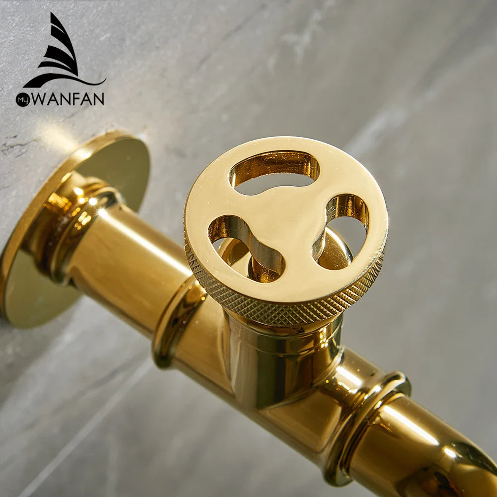 Afralia™ Matte Gold Retro Euro Bibcock Faucet for Washing Machine, Toilet, Mop, and Outdoor Garden