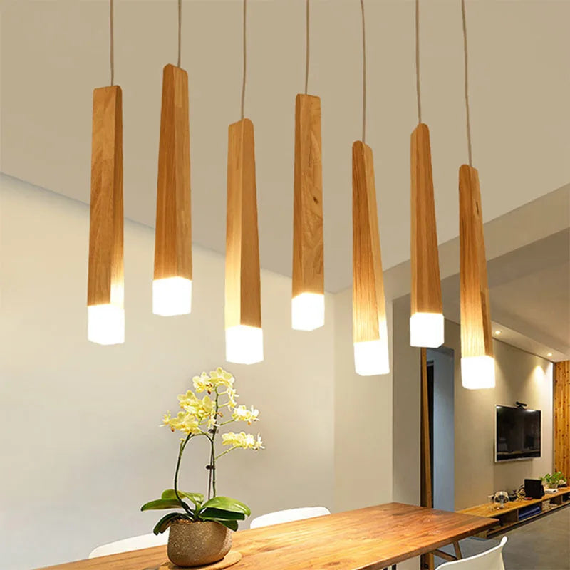 Afralia™ Solid Wood Pendant Light: LED Art Deco for Restaurant, Bar, Living Room