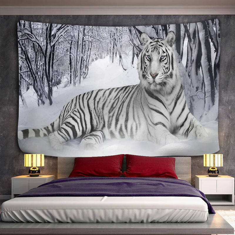 Afralia™ Tiger Pattern Luxury Wall Tapestry for Modern Home Decor