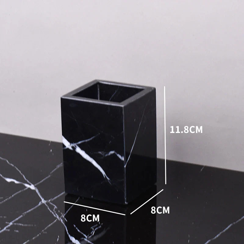 Afralia™ Black Marquina Marble Bathroom Set cue.opti