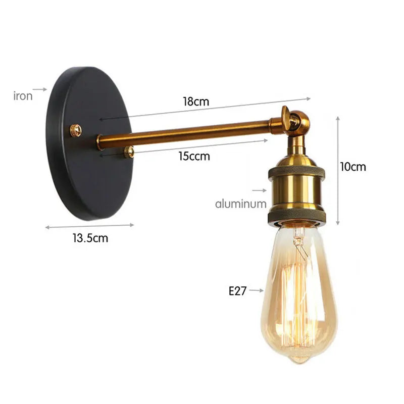 Afralia™ Industrial LED Wall Light for Bedroom Foyer Study Coffee Shop Restaurant