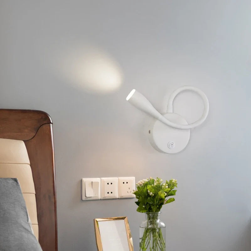 Afralia™ LED Bedside Wall Lamp with USB Port & Switch - Modern Nordic Design