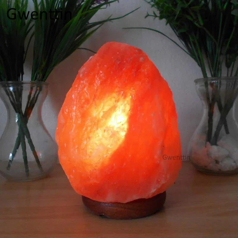 Himalayan Crystal Salt Lamp LED Night Light on Wooden Base by Afralia™