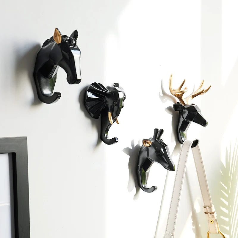 Resin Animals Head Wall Hook for Decorative Hanging by Afralia™