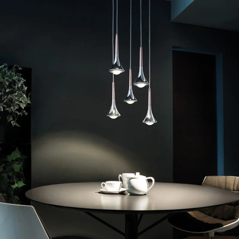 Afralia™ Rain Chrome Pendant Light for Dining Room Minimalism Decor Kitchen Loft