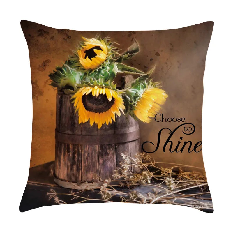 Afralia™ Sunflower Oil Painting Pillowcase - Custom European Style for Car Sofa