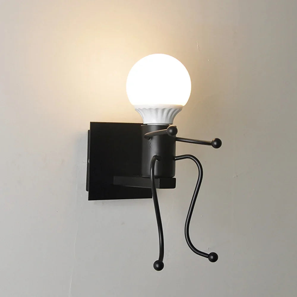 Afralia™ Little Iron Man Cartoon Wall Sconce for Kids Room, Bedroom, Kitchen - Modern Design