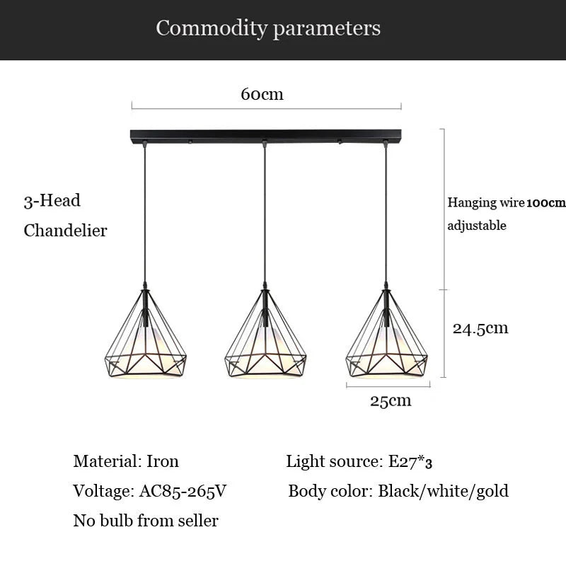 Afralia™ Nordic 3 Heads Long Bar Chandelier for Dining Room and Barber Shop