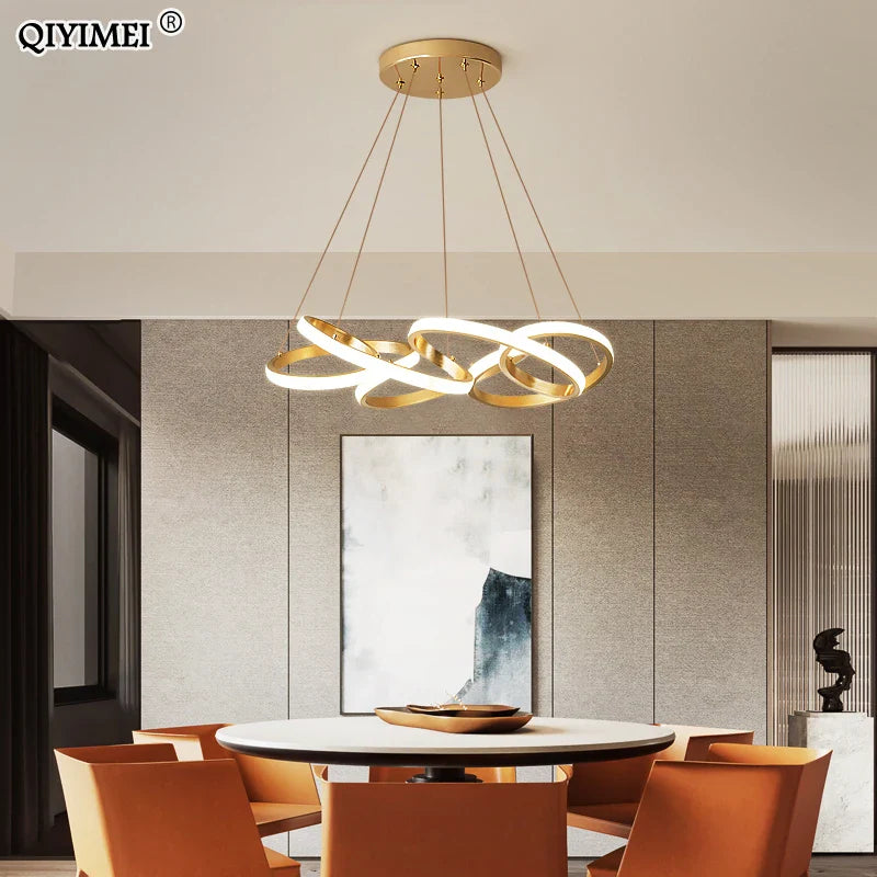 Afralia™ Gold Plated LED Pendant Lights for Dining Kitchen Bedroom Study Room Lighting