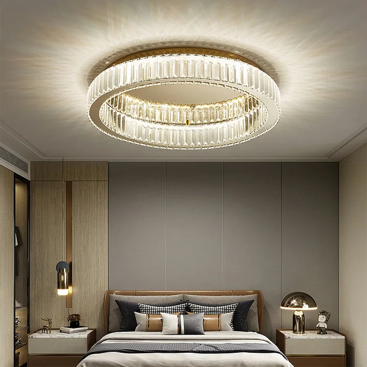 Afralia™ Crystal Circle Ceiling Chandelier: Modern LED Indoor Lighting for Living Room, Bedroom & Study