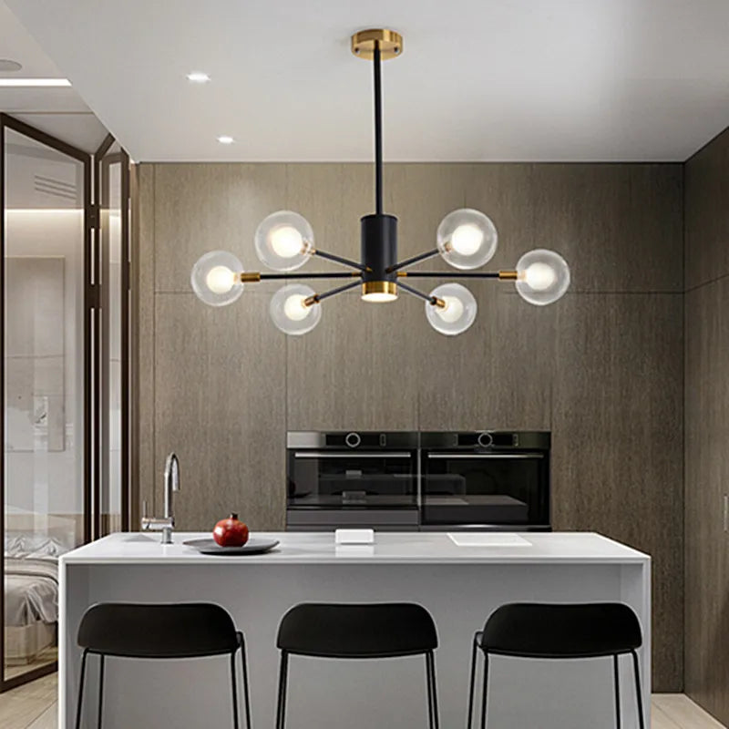 Afralia™ Glass Ball Chandelier Modern Spotlight Pendant Lamp Lighting