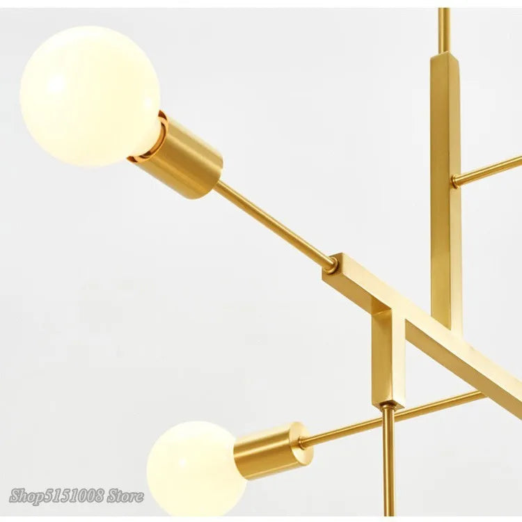 Afralia™ Cross Style 5-Head Pendant Light in Gold and Black Finish for Modern Home Decor