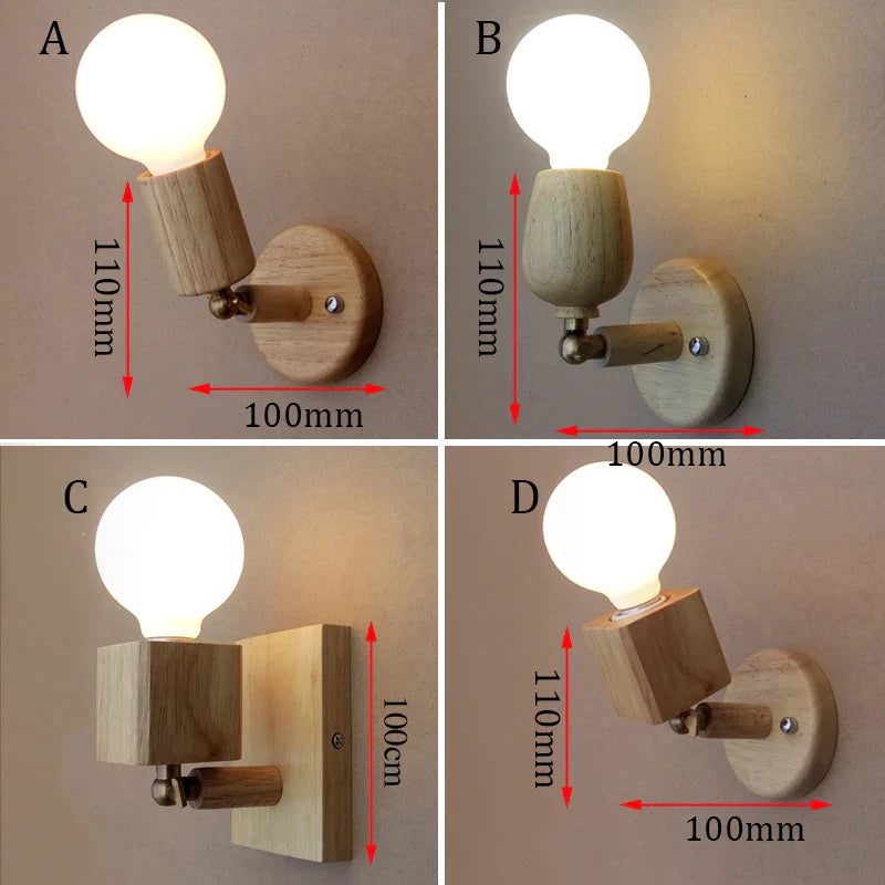 Afralia™ Wood Wall Lamps: Modern, Rotatable E27 Mirror Light for Living Room, Bedroom, Balcony