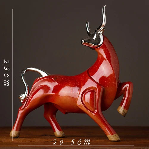 Afralia™ Bull Sculpture Resin Animal Statue Home Decor Craft Figurine