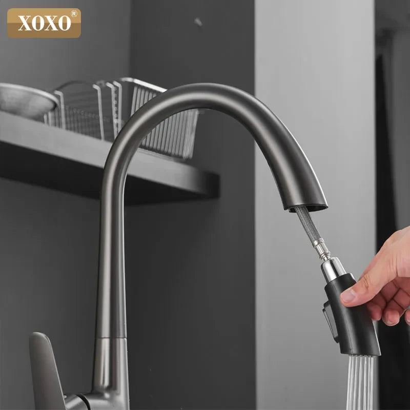 Afralia™ Black Single Handle Pull Out Kitchen Faucet Swivel 360° Water Mixer Tap