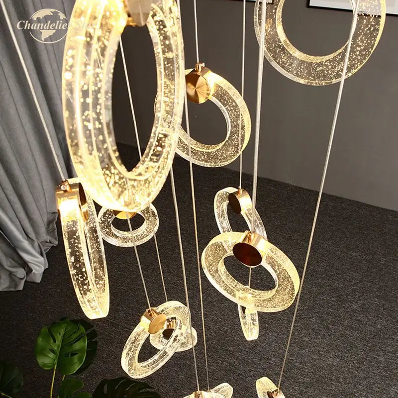 Afralia™ Bubble Crystal LED Chandelier Stainless Steel Pendant Light for Bedroom Living Room