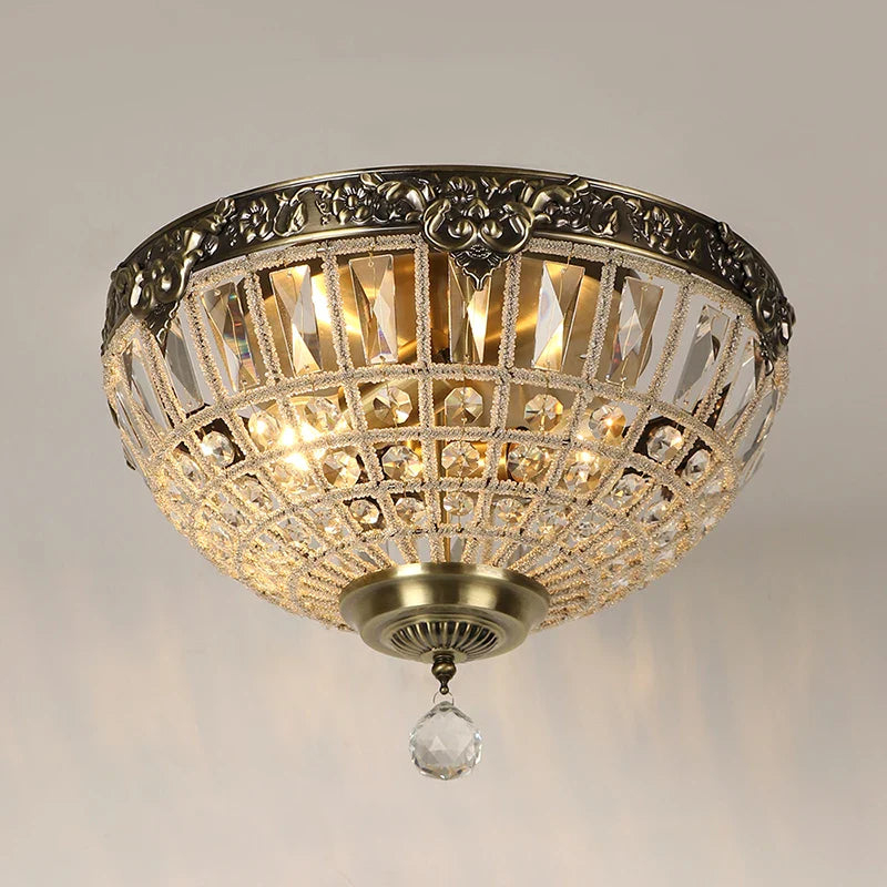 Afralia™ Vintage Crystal Ceiling Lamp for Living Room, Bedroom, Hotel - Bronze Metal EU 220V