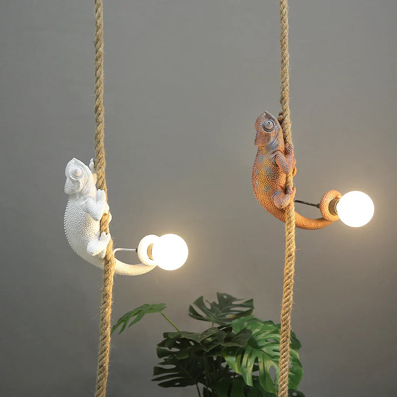 Afralia™ Resin White Chameleon Pendant Light Fixture