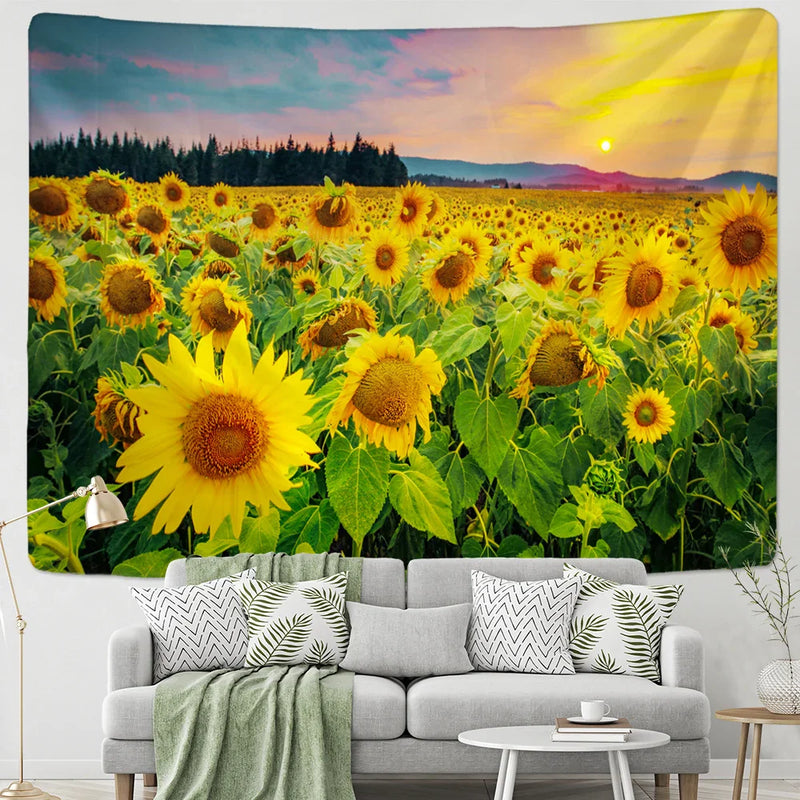 Sunflower Sunshine Tapestry by Afralia™ - Large Fabric Wall Hanging Decor for Bedroom