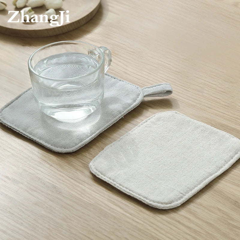 Afralia™ Cotton Linen Coaster Set for Tea Coffee Mug Heat Protection ECO Cup Mat