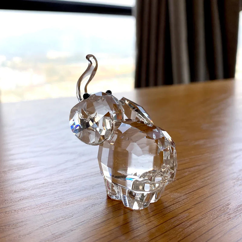 Afralia™ Clear Glass Elephant Figurine Cute Animal Ornament Collectible Home Decor