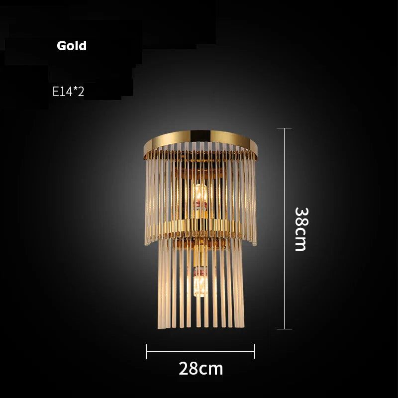 Afralia™ Chrome Gold Crystal LED Wall Sconce - Designer Wall Light for Bedroom & Corridor