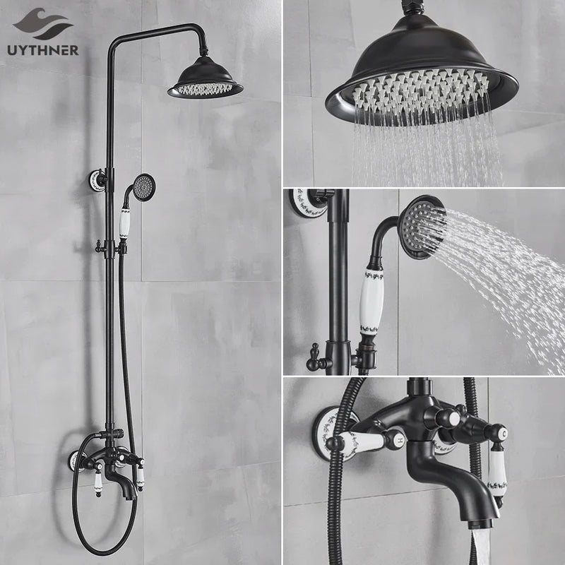 Afralia™ 8" Rainfall Shower System with Bathtub Faucet and Hand Shower